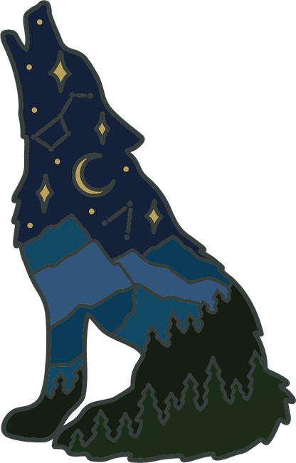 Wolf Night Sky | Clear Sticker